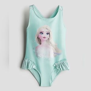 H&M X Disney Swim One Piece - Light Teal Elsa